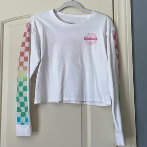 White cropped long sleeve Hollister graphic tee